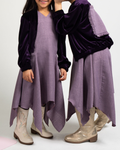 Linen with velvet kaftan ( biege color)